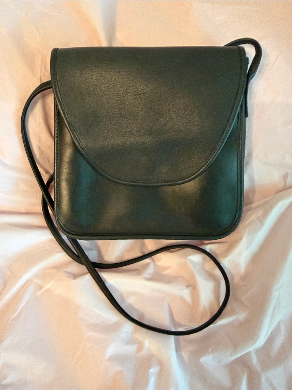 Hunter Green Leather Hunt Club Crossbody Bag with Flap inside suede